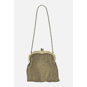 Antique Early 20th Century Gold Toned Mesh Chainmail Purse Handbag